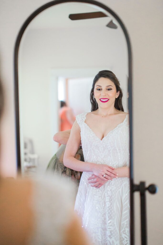 The Hamet wedding in San Antonio. The bride in the mirror.
