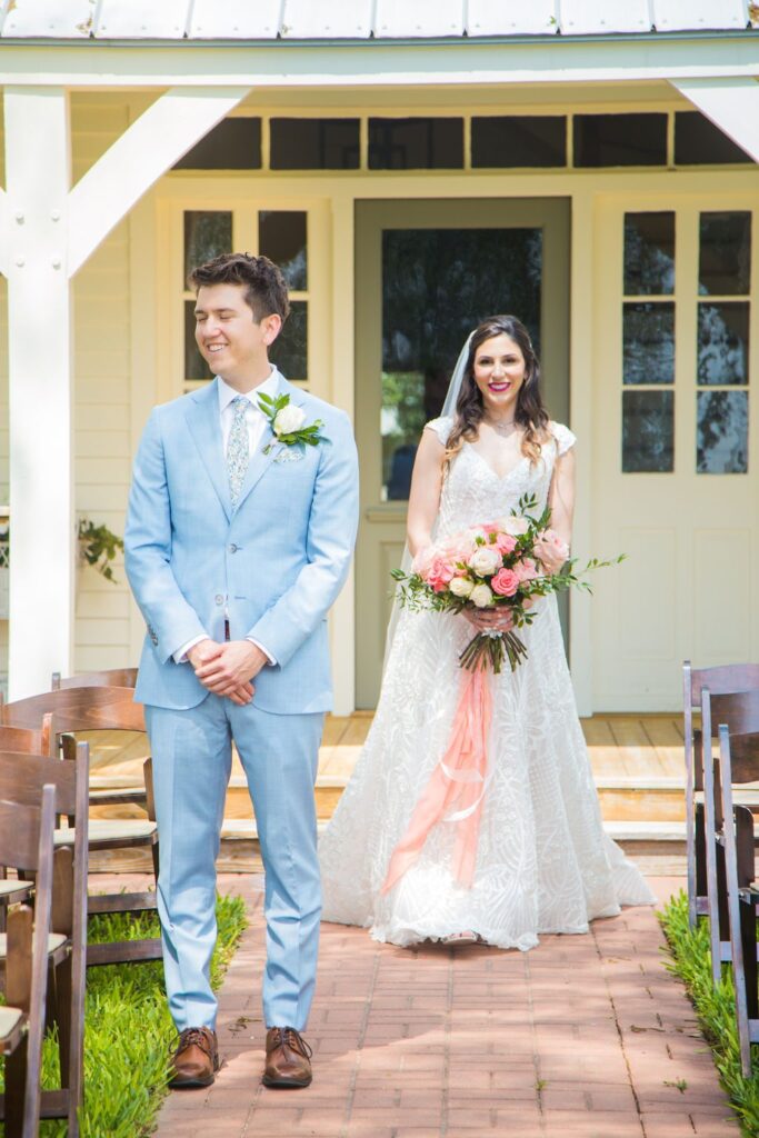 The Hamet wedding in San Antonio. The bride and groom's first look