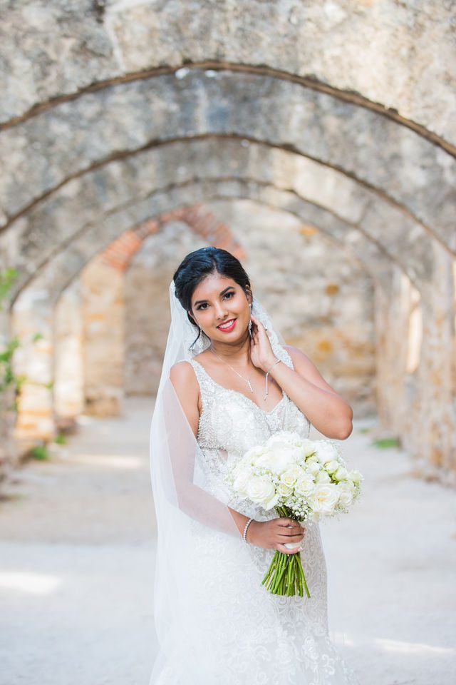 Sonali's bridal session in the arches of Mission San Jose headshot