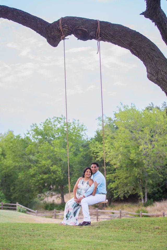 Jo Marie Engagement session Olympia Hill on the swing portrait