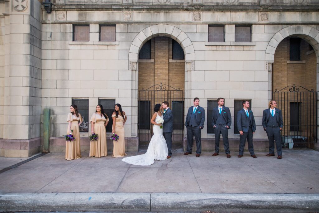 Sonali's wedding in San Antonio at St Mary's church with the bridal party