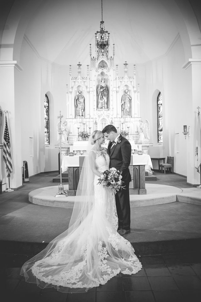 Ruiz wedding in Castroville the couple portrait black and white at St. Louis church