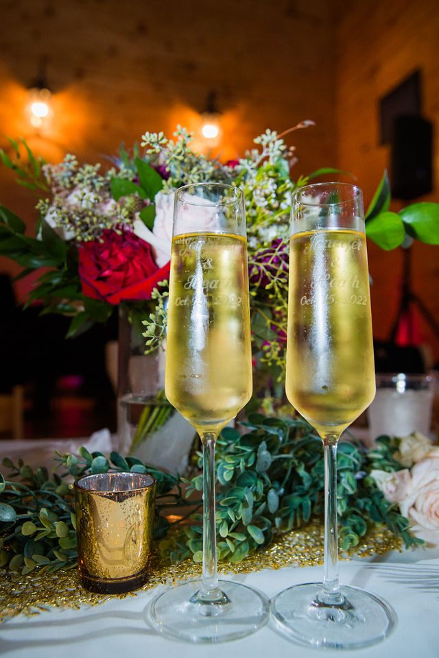 Ruiz wedding at Sandy Oaks Ranch Champagne toast flutes
