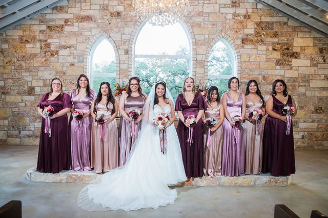 Weyand wedding at the Chandelier of Gruene the bridemaids in the chapel