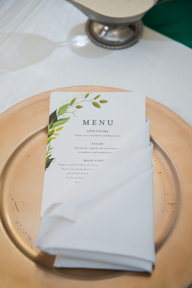 Tate wedding at Olympia Hills the menu