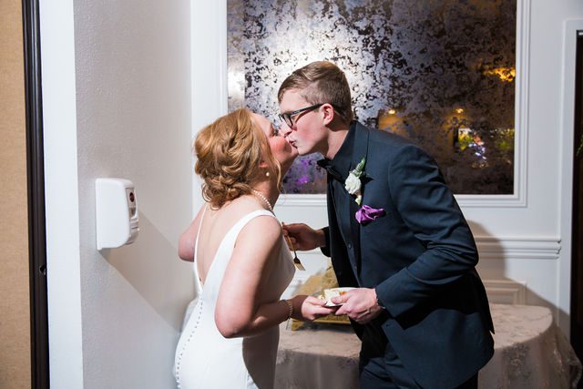 Olsen wedding Boerne at the Kendall the reception the cake kiss