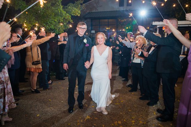 Olsen wedding Boerne at the Kendall the reception sparkler exit