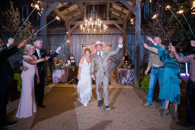 Lamm wedding reception at Eagle Dancer Ranch sparkler exit