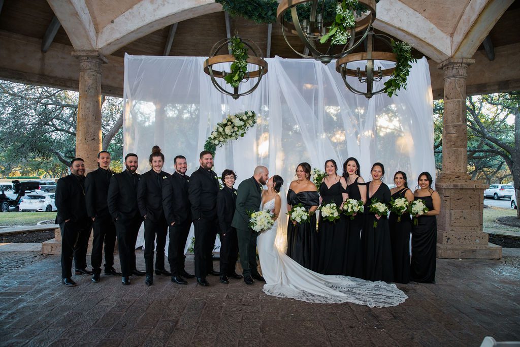 Navarro's wedding at the Dominion country club bridal party portrait