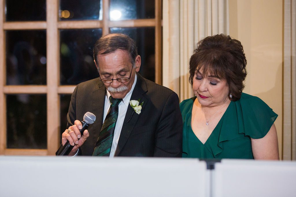Navarro's wedding at the Dominion country club reception parent's prayers