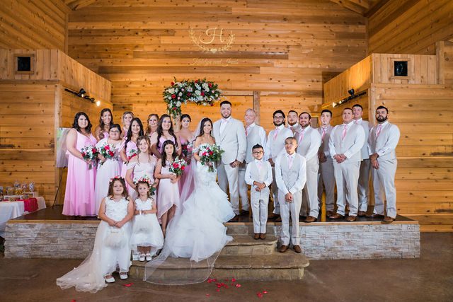 Hollubs wedding at Geronimo Oaks in San Antonio bridal party
