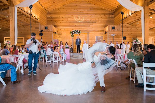 Hollubs wedding at Geronimo Oaks in San Antonio ceremony exit kiss