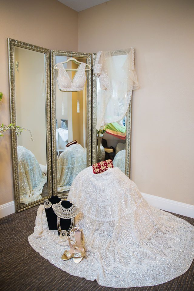 Nida wedding Club of Garden Ridge in San Antonio bride's dress prepped