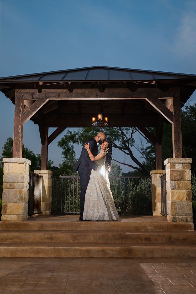 Nida wedding Club of Garden Ridge in San Antonio sunset at gazebo