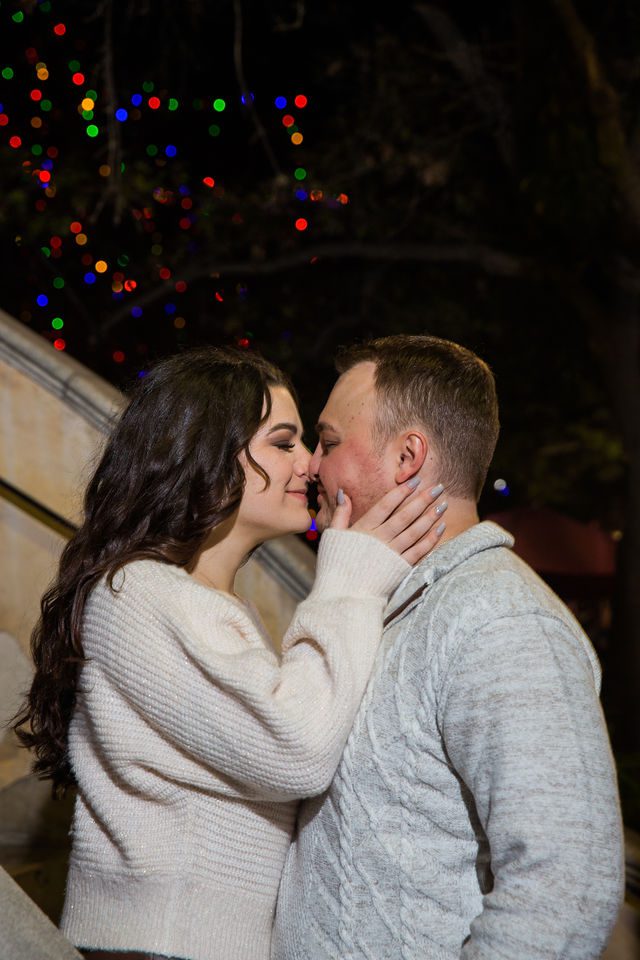Ashlyn engagement in San Antonio Riverwalk kiss on the bridge
