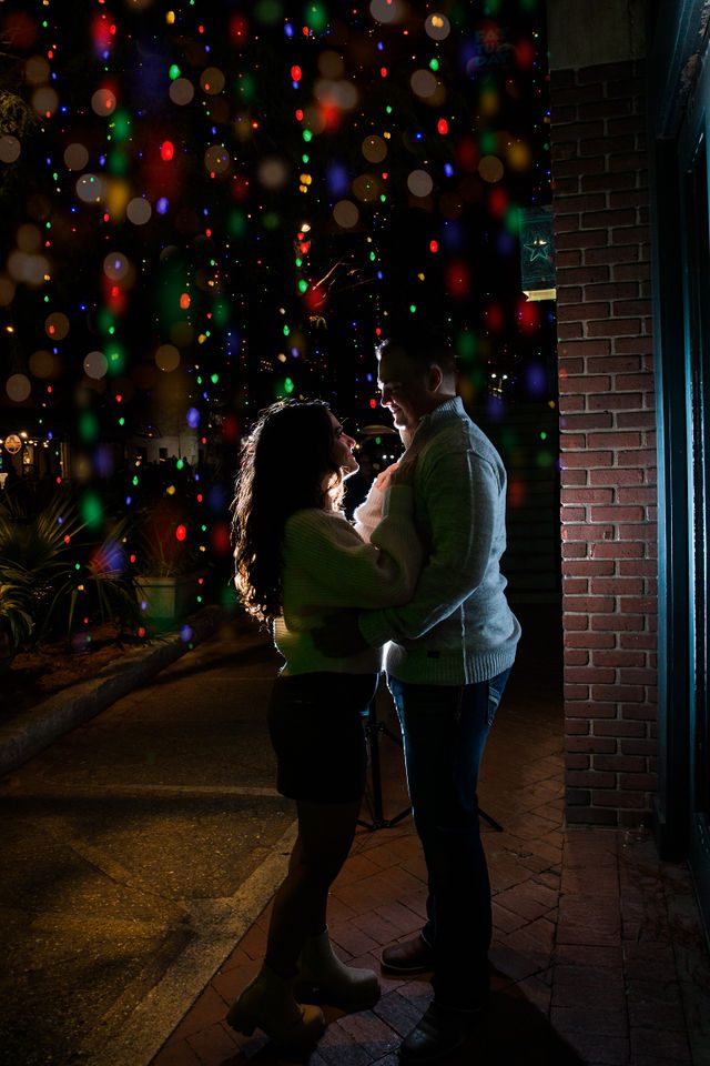 Ashlyn engagement in San Antonio on the riverwalk under the Christmas lights