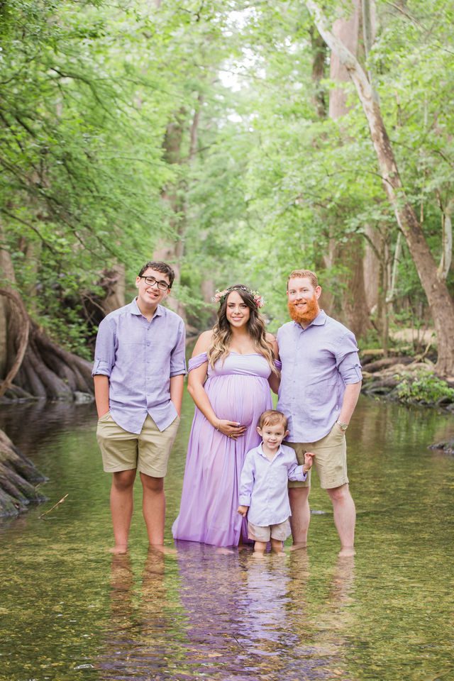 Yoli maternity session at Cibolo Natural Area family in the water
