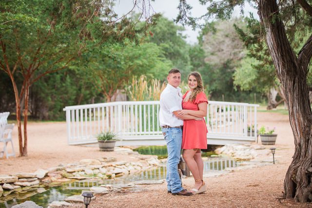 Brighten's engagement session at Western Sky in San Antonio by bridge