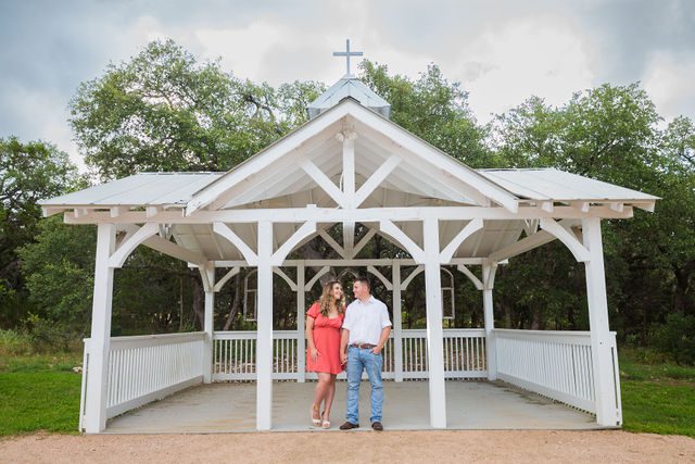 Brighten's engagement session at Western Sky in San Antonio by pavilion