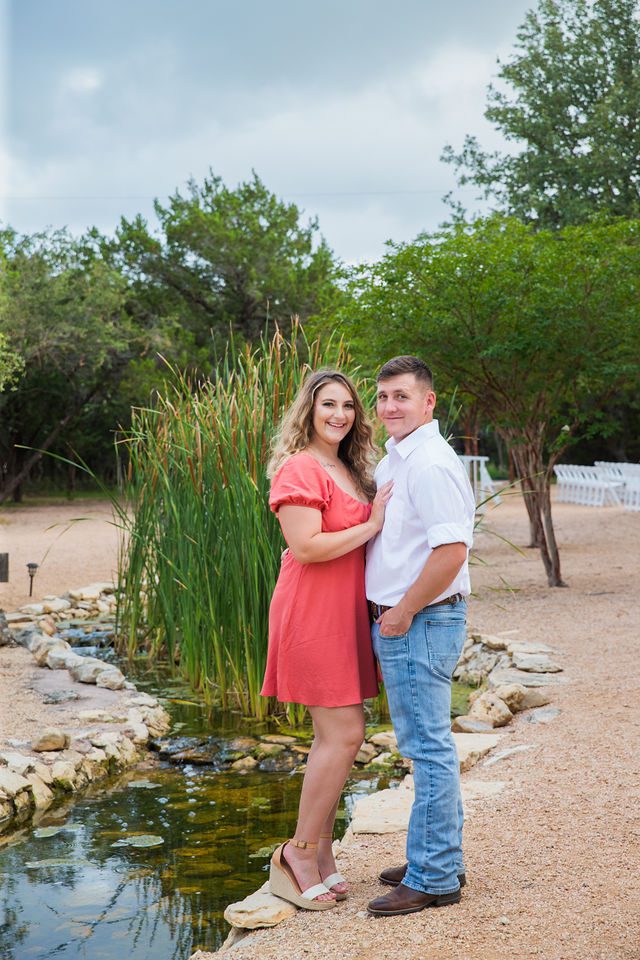 Brighten's engagement session at Western Sky in San Antonio by the spring
