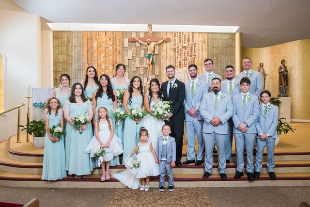 Nadine's wedding at Kendall Point in San Antonio bridal party at Prince of Peace church