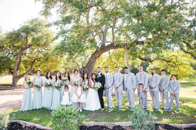 Nadine's wedding at Kendall Point in San Antonio bridal party