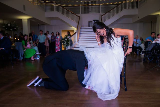 Nadine's wedding at Kendall Point in San Antonio reception garter toss