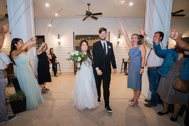 Nadine's wedding at Kendall Point in San Antonio reception sparkler exit