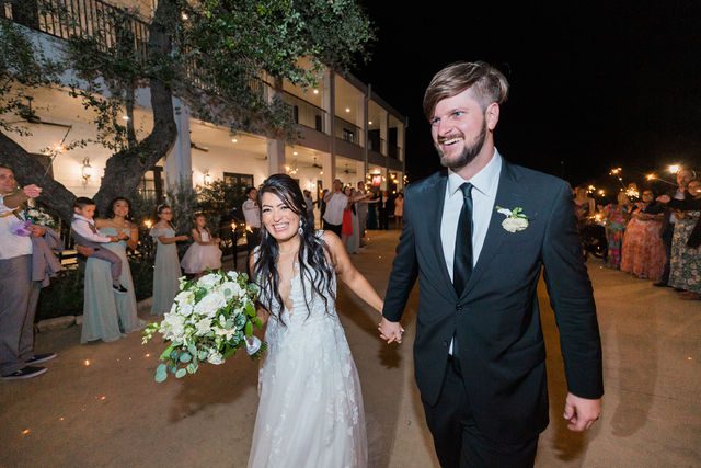 Nadine's wedding at Kendall Point in San Antonio reception r exit sparkler