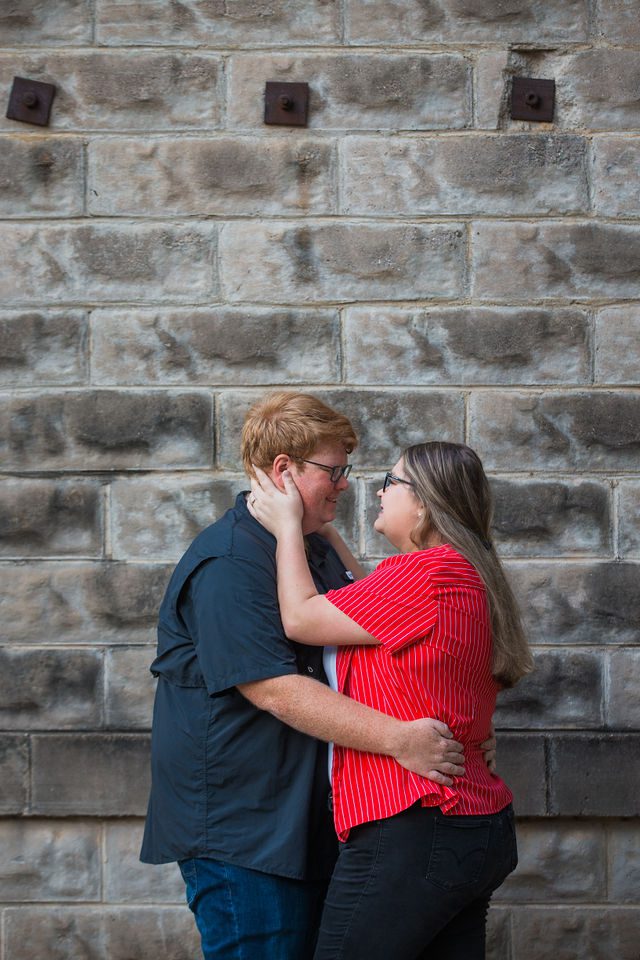 Ryanne engagement in New Braunfels at Gruene Hall's jail wall close up