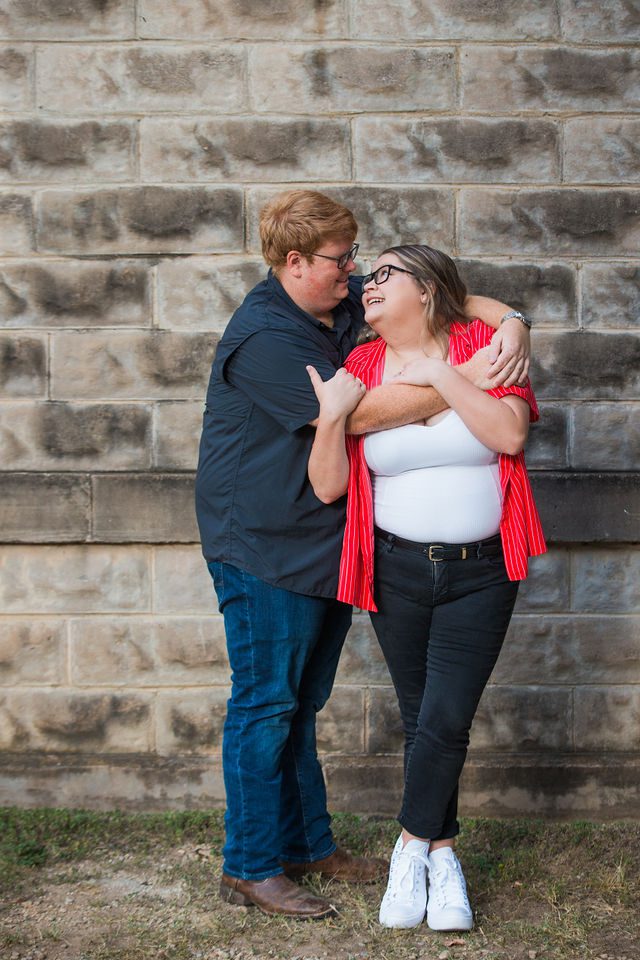 Ryanne engagement in New Braunfels at Gruene Hall's jail wall kiss