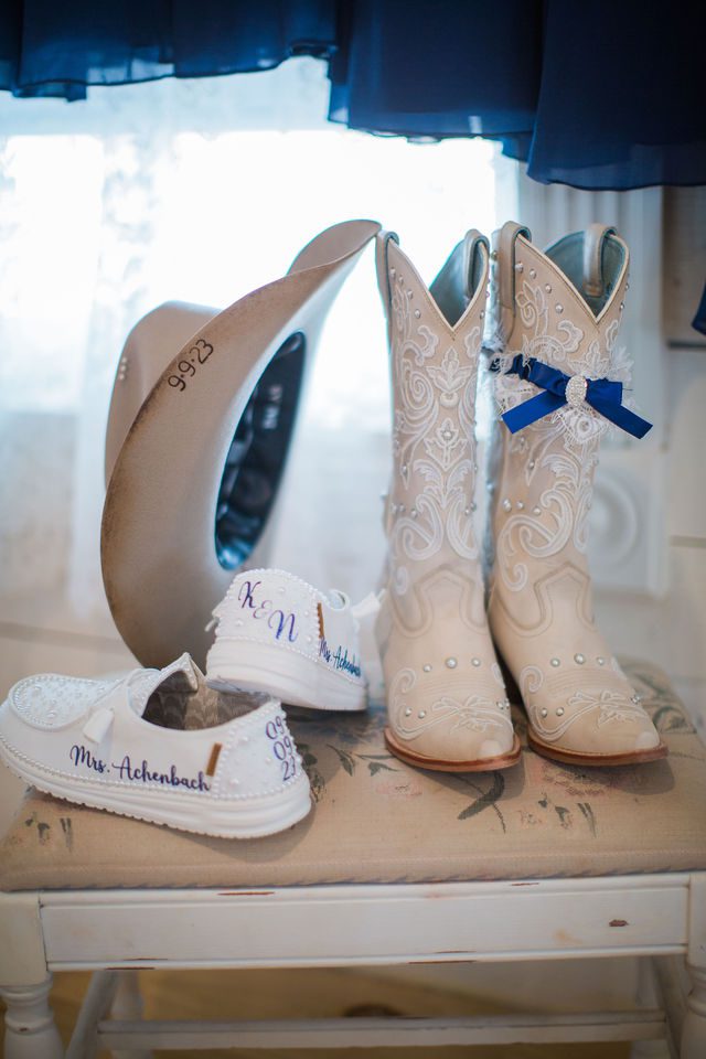 Kirt A's wedding at Eagle Dancer Ranch brides boots