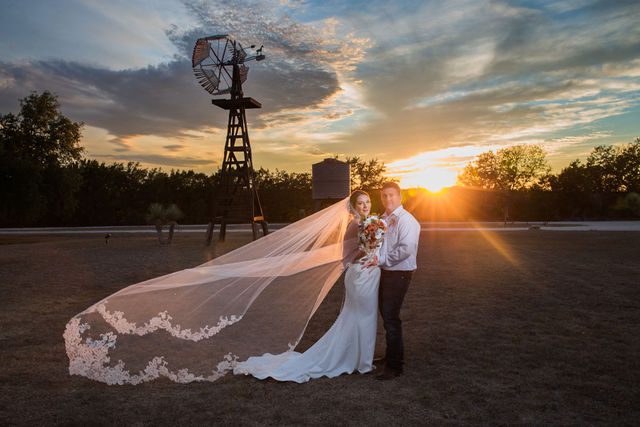 Brighten wedding at Western Sky couple at sunset portrait