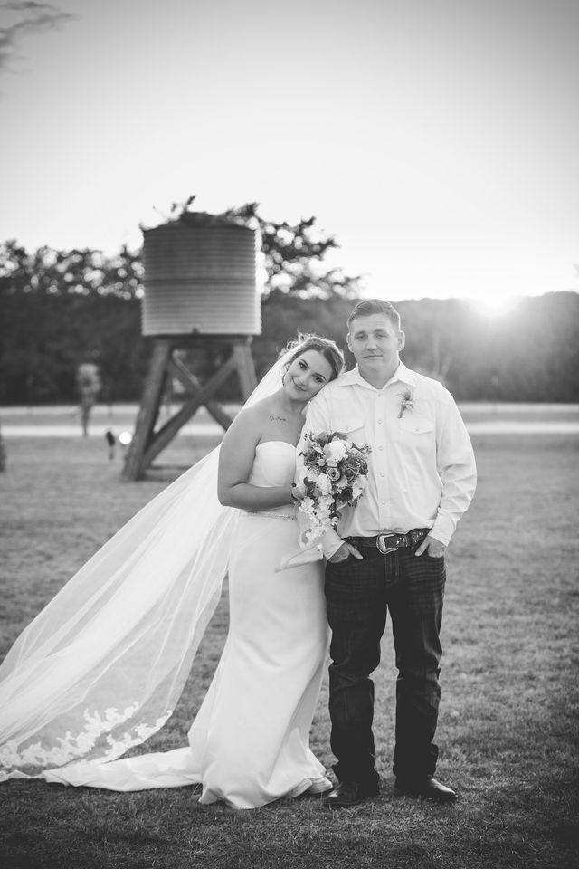 Brighten wedding at Western Sky couple at sunset portrait black and white