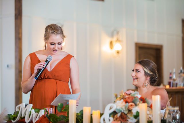 Brighten wedding at Western Sky reception maid of honor toasts