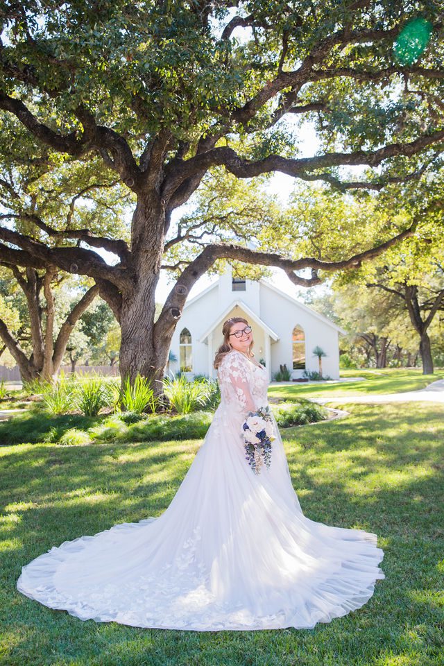 Ryanne's Wedding at the Chandelier of Gruene bridal portraits at chapel
