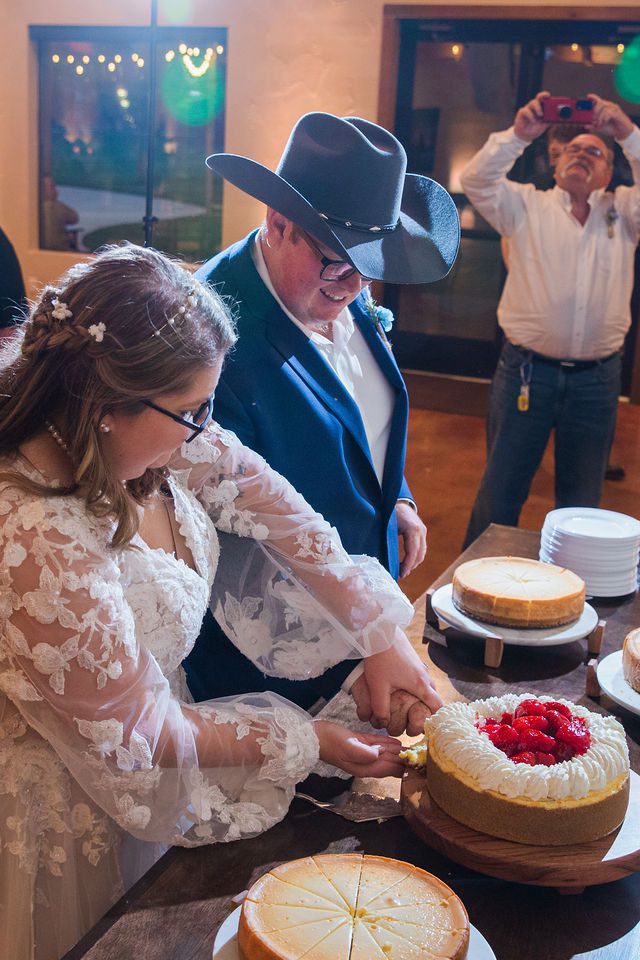 Ryanne's Wedding at the Chandelier of Gruene cake cutting