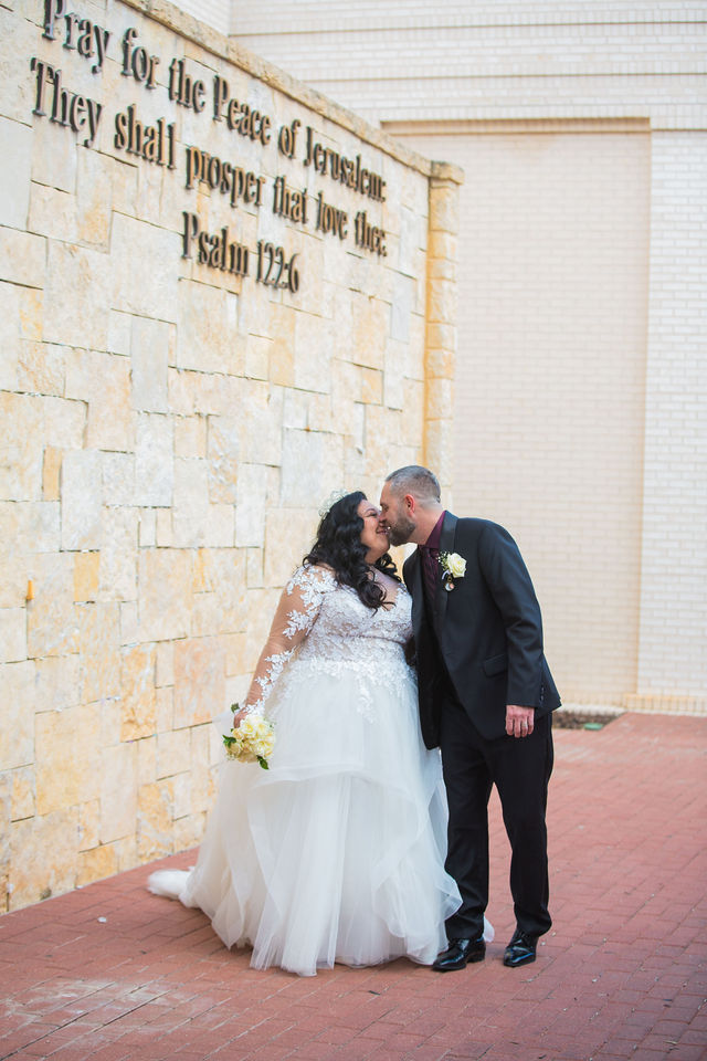 Bride and groom Walking in San Antonio at Cornerstone